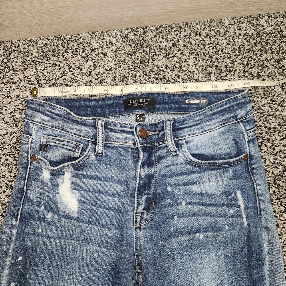 Judy Blue Boyfriend Fit Splatter Paint Ripped Jeans Stretch Women 5/27 Mid Rise - Picture 5 of 12
